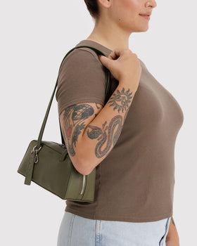 Small Recycled Leather Bowler Bag