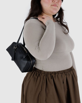Small Recycled Leather Bowler Bag