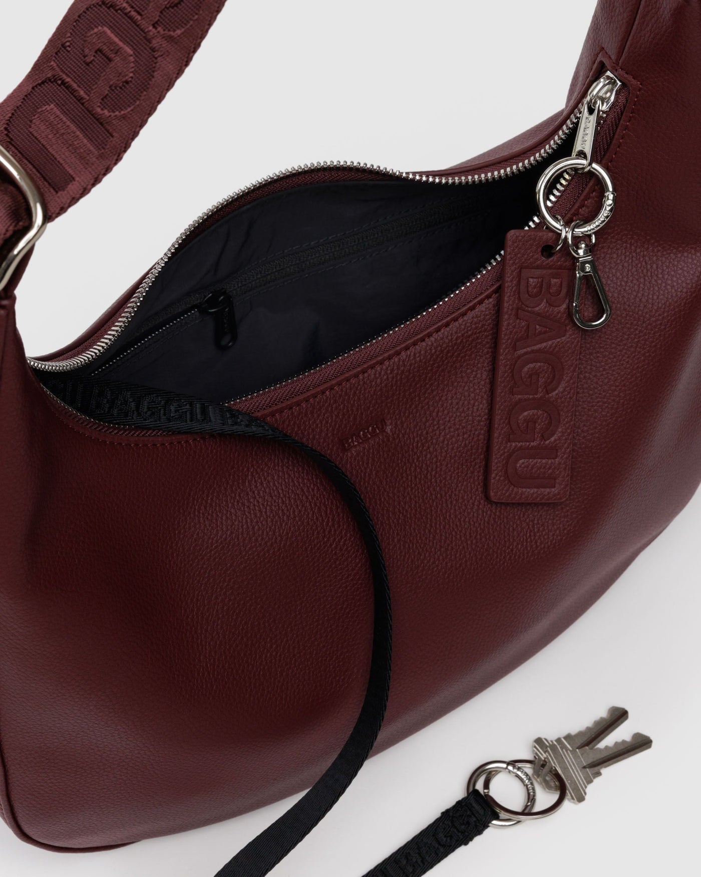 Medium Recycled Leather Crescent Bag
